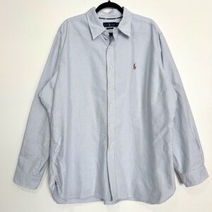 Polo Ralph Lauren Shirt Men’s‎ XXL Blue White Stripe Flesh Pony Preppy Academia